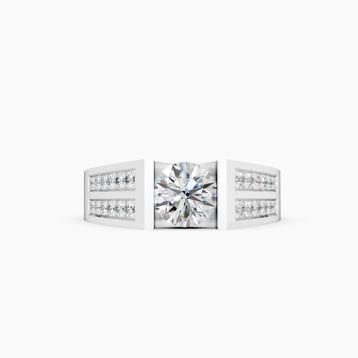 Elegant Men's Solitaire Diamond Ring With Stylistic Band