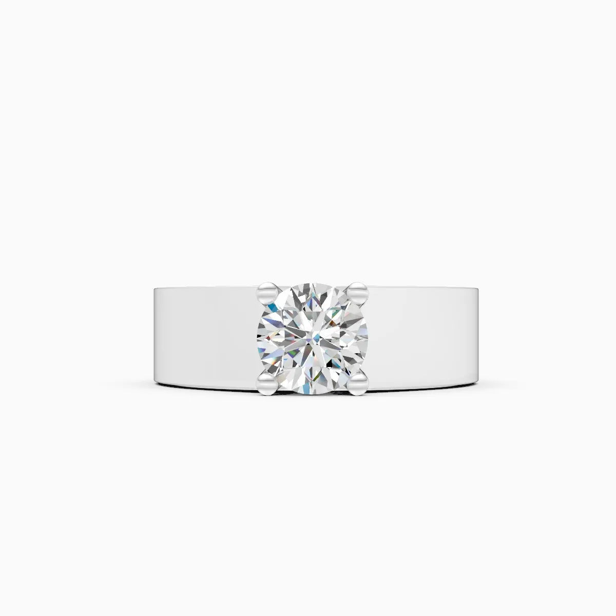 Bold Solitaire Center Stone Men’s Broad Band Ring