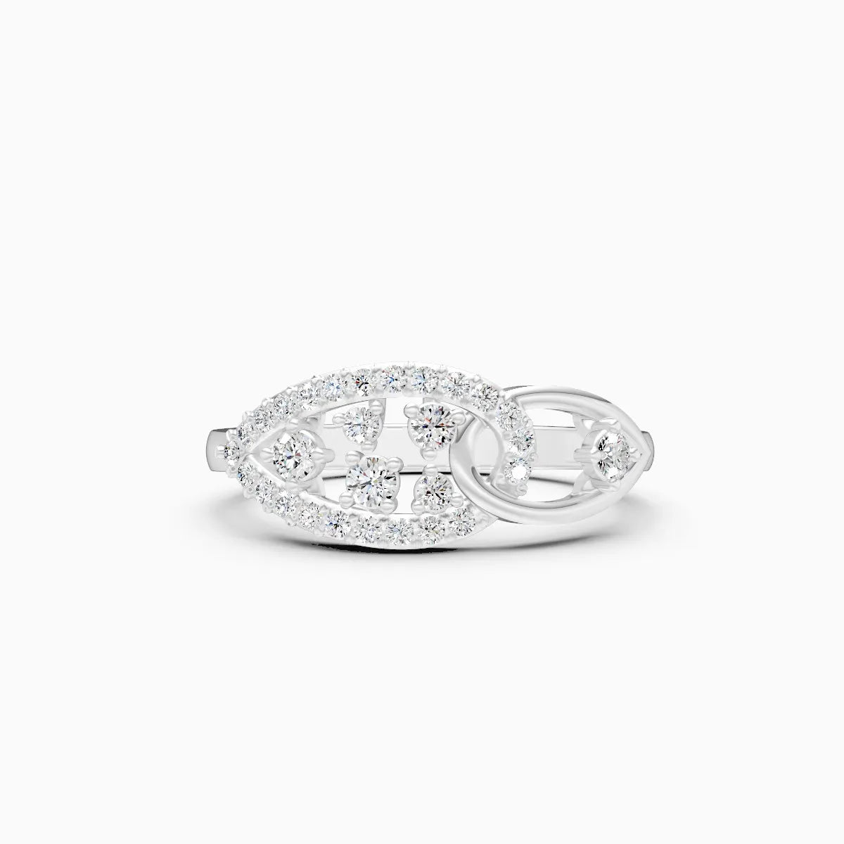 Interlink Teardrop Single Halo Engagement Ring