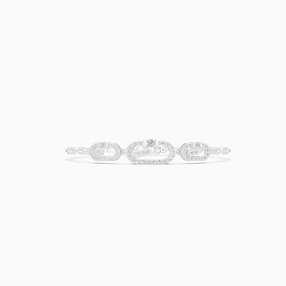 Stacked Style Diamond Charms With Links Bracelet
