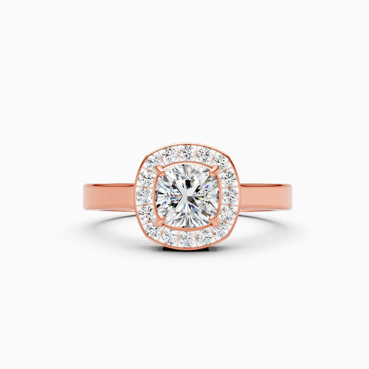 Modern Halo Cushion Shape Lab Diamond Ring