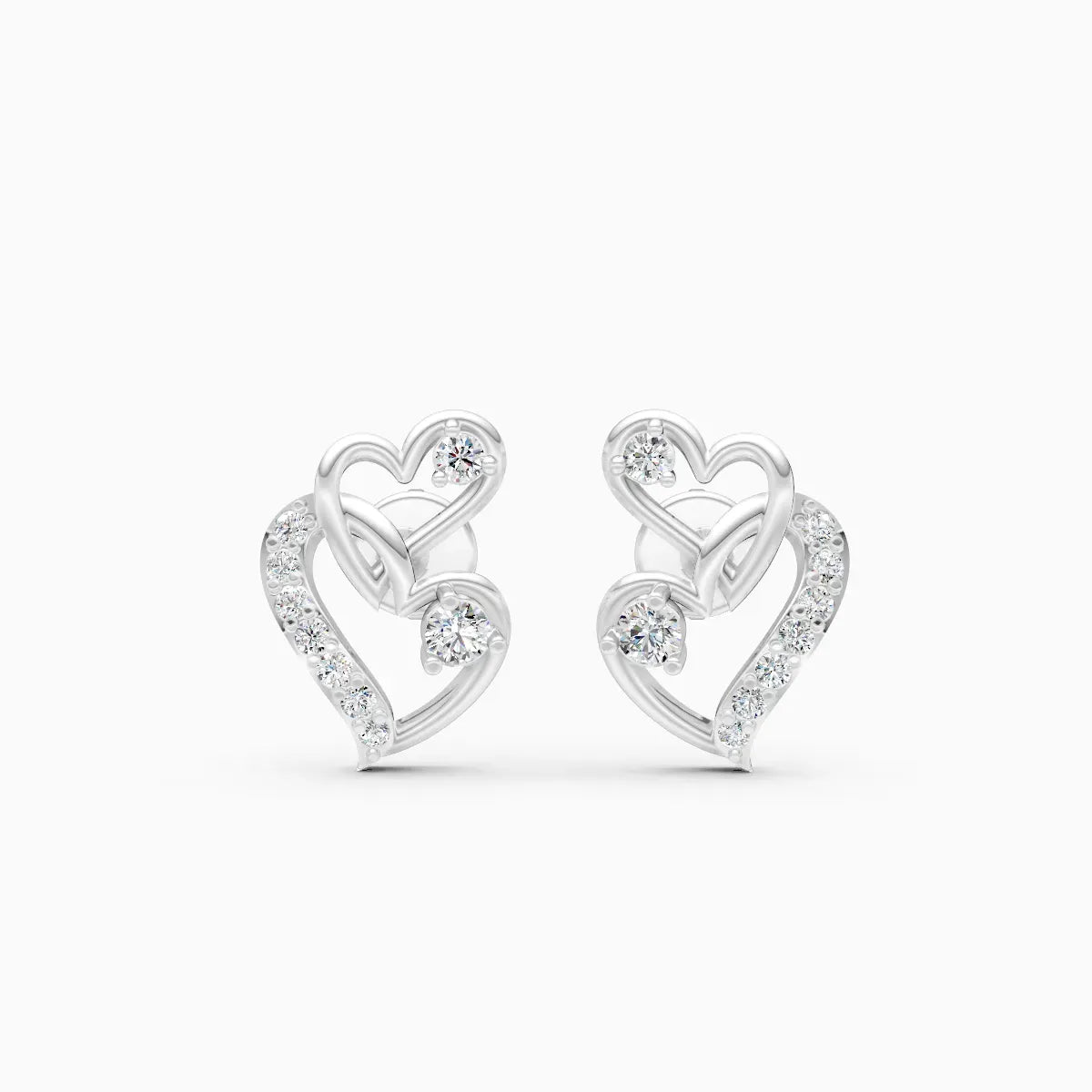 Double Heart Diamond Studs