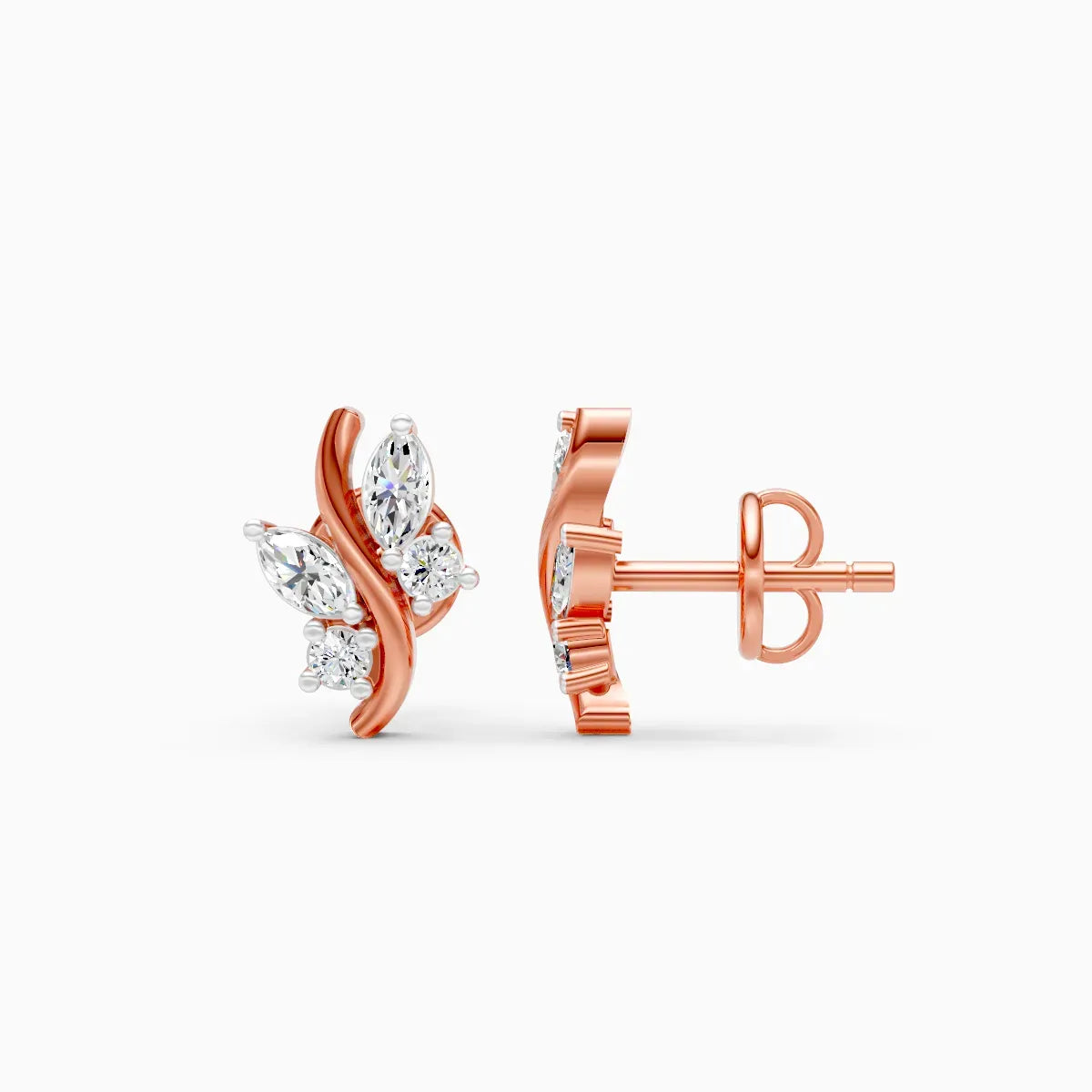 Marquise Leaf Curve Studs
