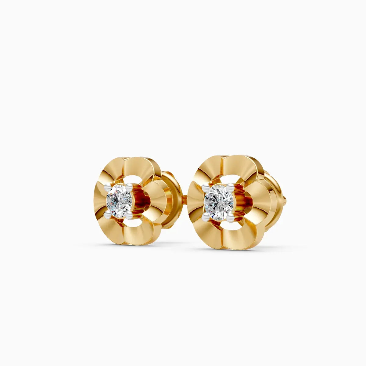 Round Floral Stud Earrings