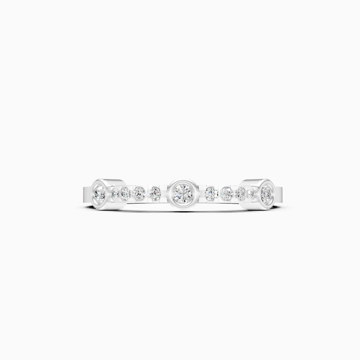 Bezel & Pave Station Diamond Ring