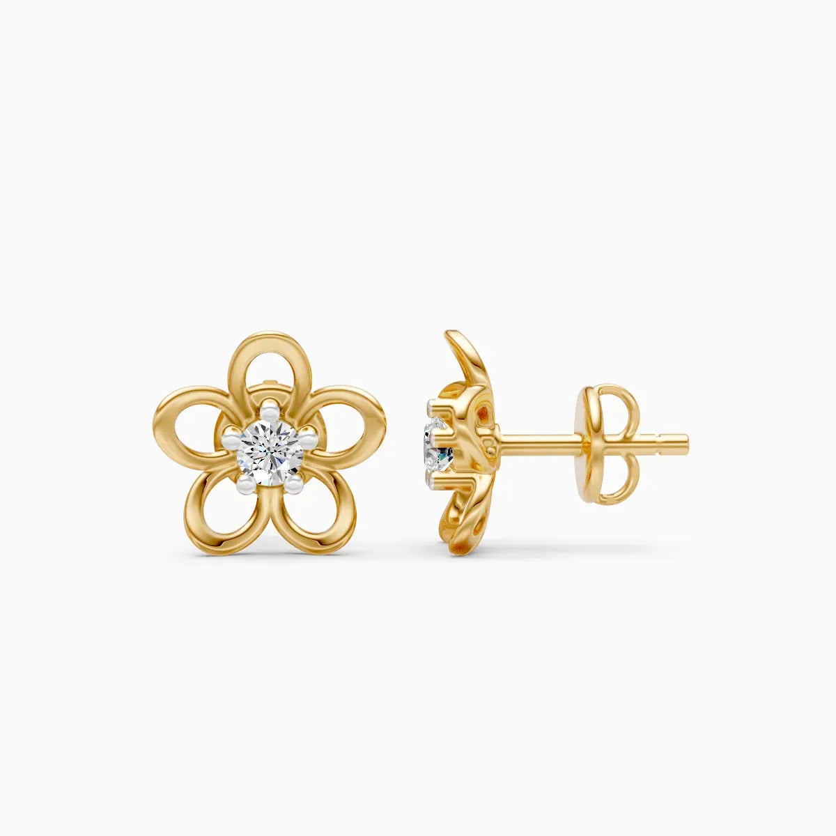 Round Floral Diamond Studs