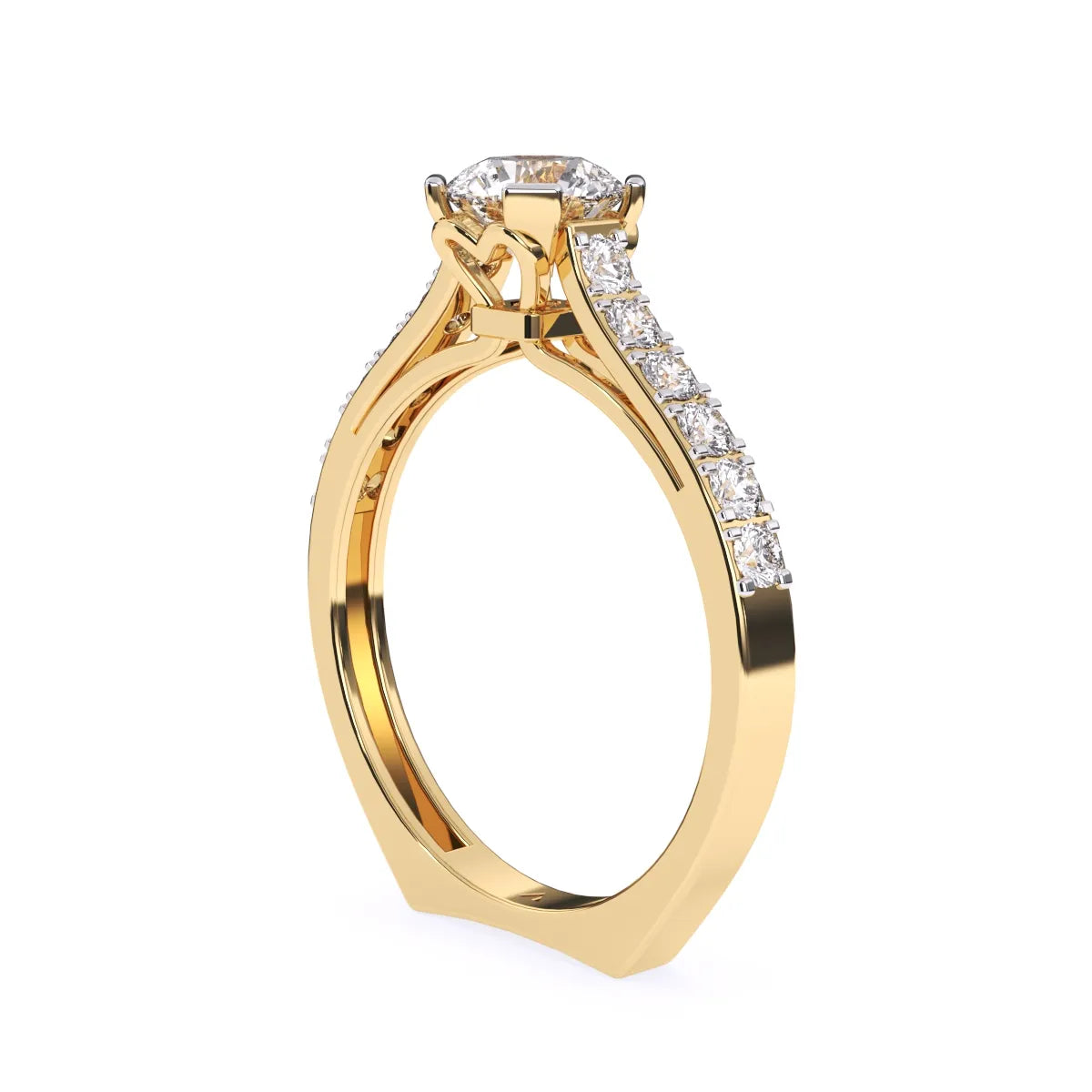 Laxurious Round Solitaire With Side Accent Diamond Ring