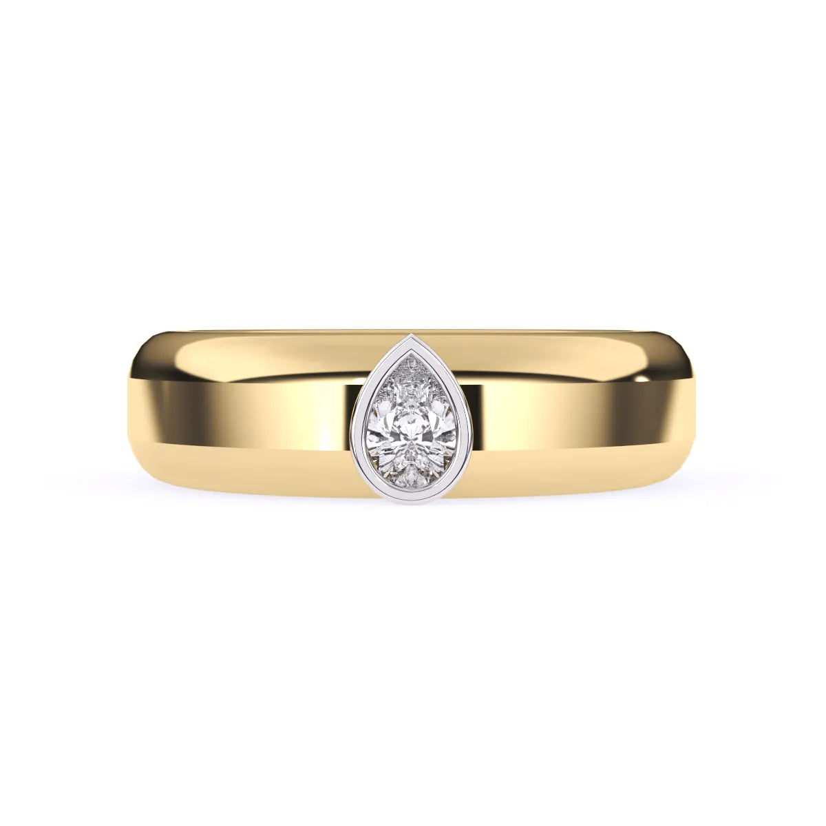 Elegant Pear Bezel Two Tone Wedding Ring