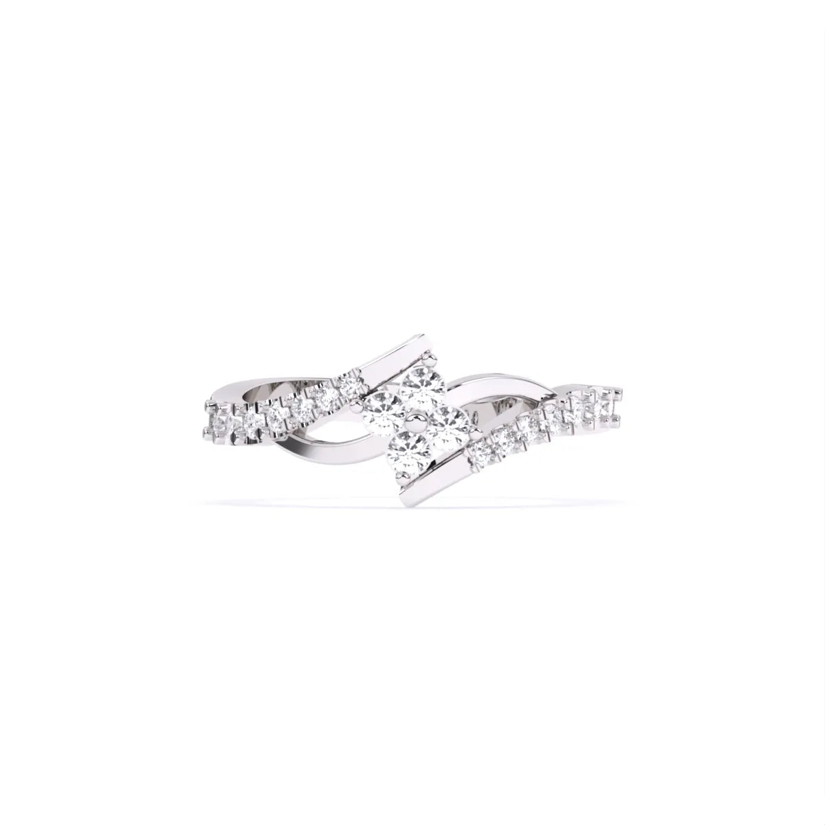 Flower Style Bypass Lab  Diamond Engagement Ring