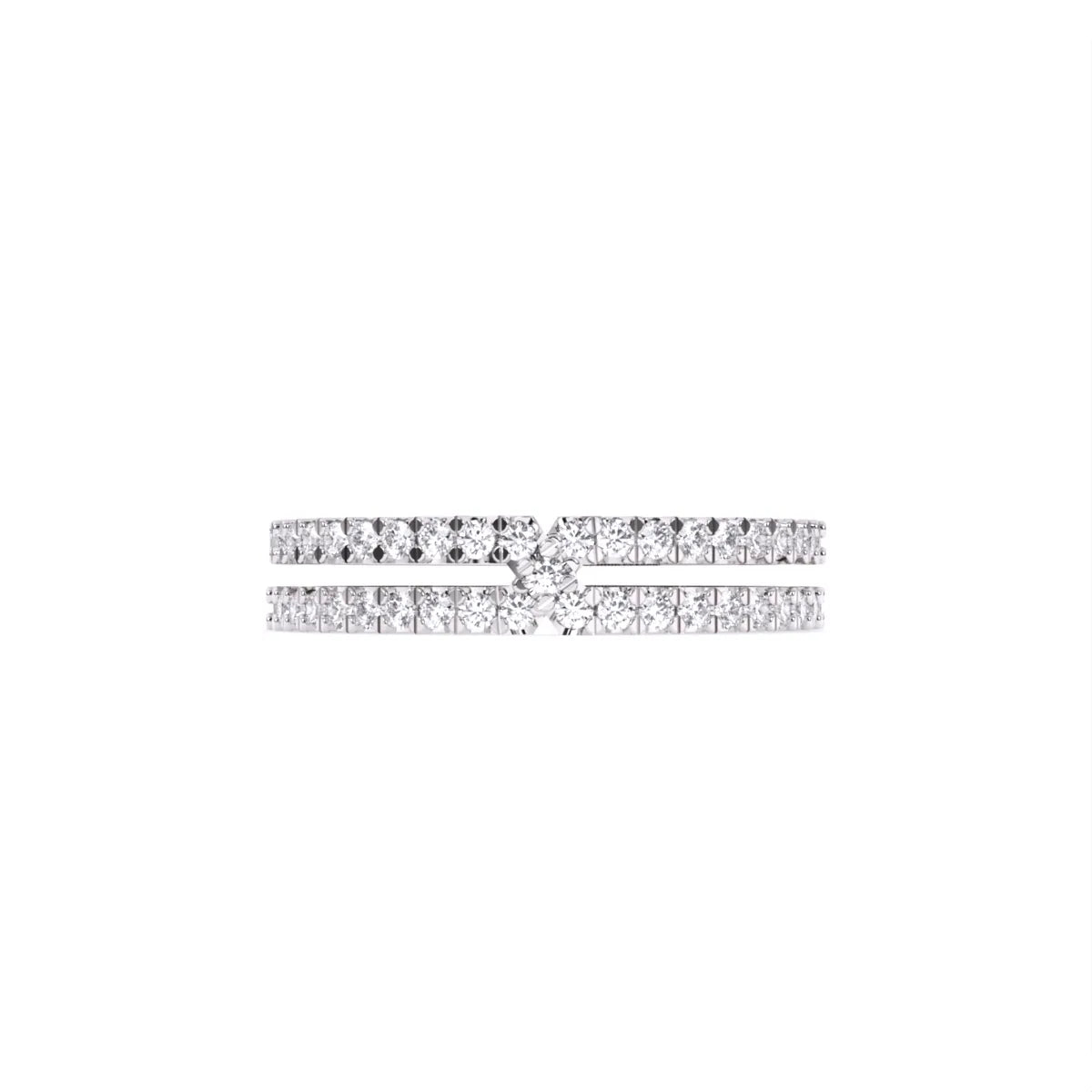 Two Line Half Eternity Lab Diamond Wedding Band