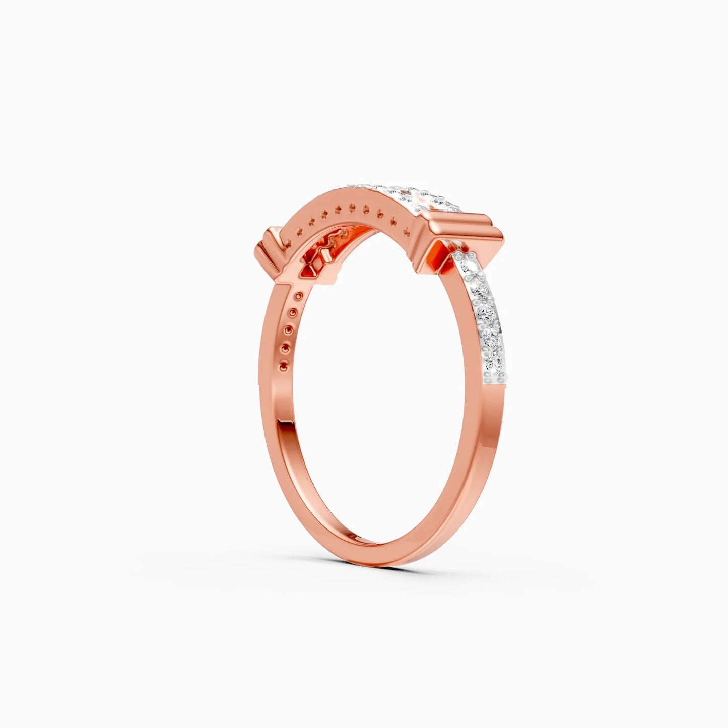 Double Row Bar Round-Cut Lab Diamond Ring
