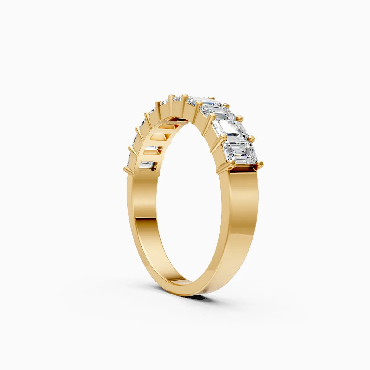 Modern Emerald Cut Lab Grown Diamond Band Ring