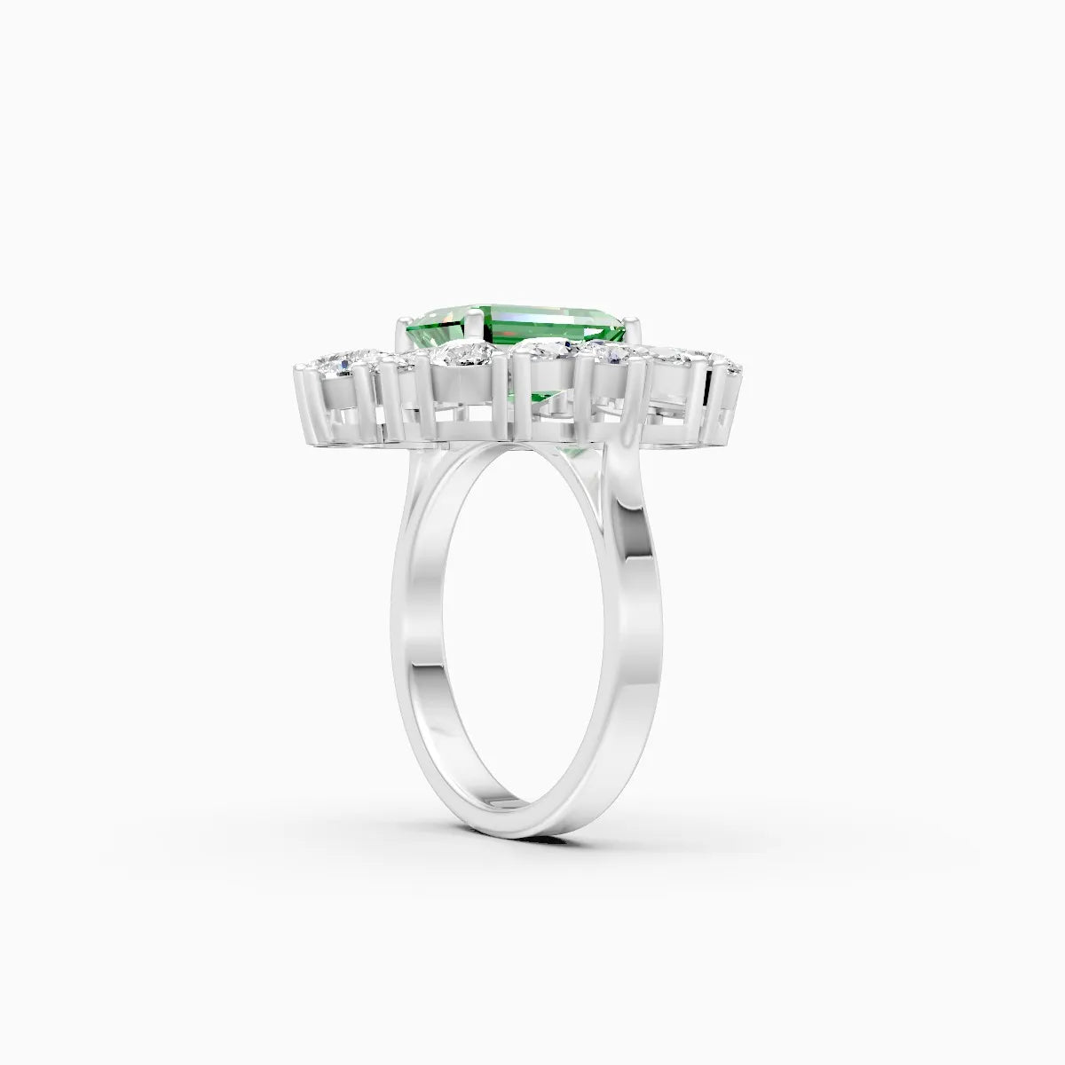 Luxury Green Emerald Ring with Lab Grown Diamond Accents