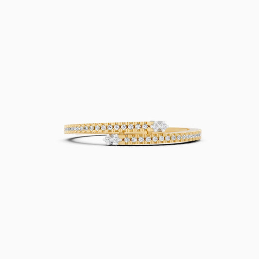 Double-Row Micro-Pavé Band Ring with Baguette Accent Stones