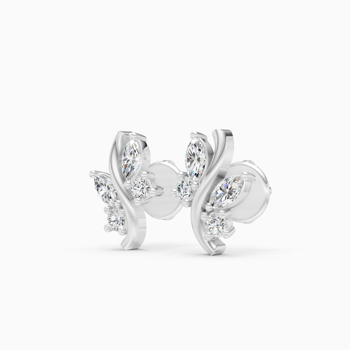 Marquise Leaf Curve Studs