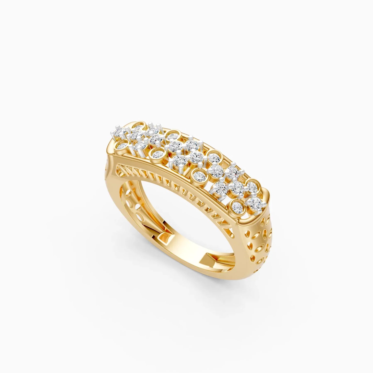 14K Gold Round Cut Diamond Engagement Ring