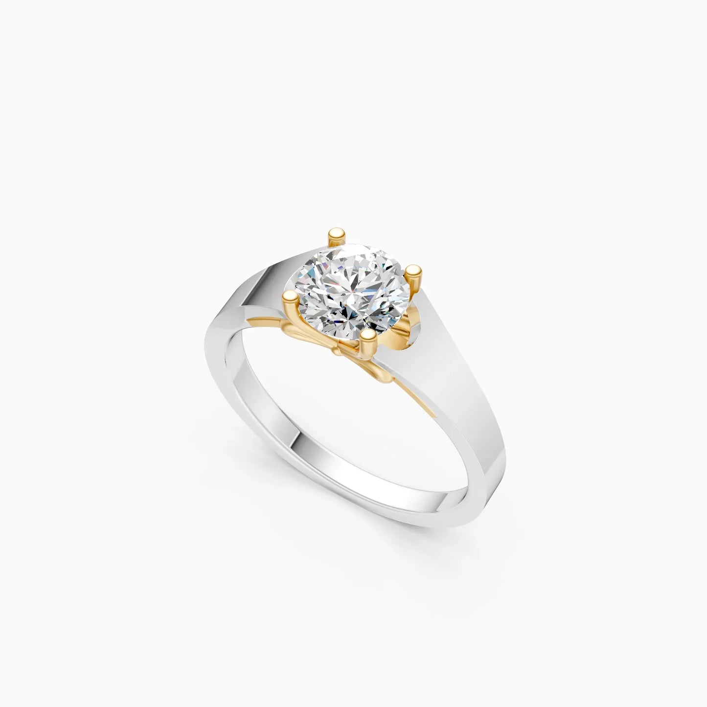 Forever Round Diamond Two Tone Solitaire Ring