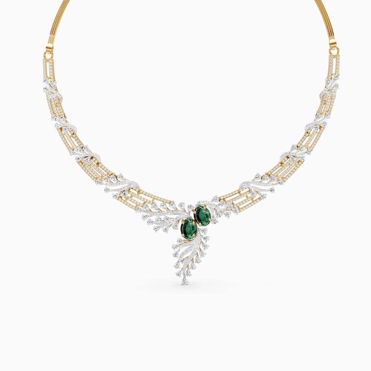 Leaf Shaped Gold Lab Diamond Necklace