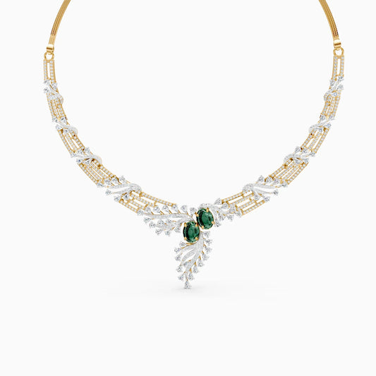 Leaf Shaped Gold Lab Diamond Necklace