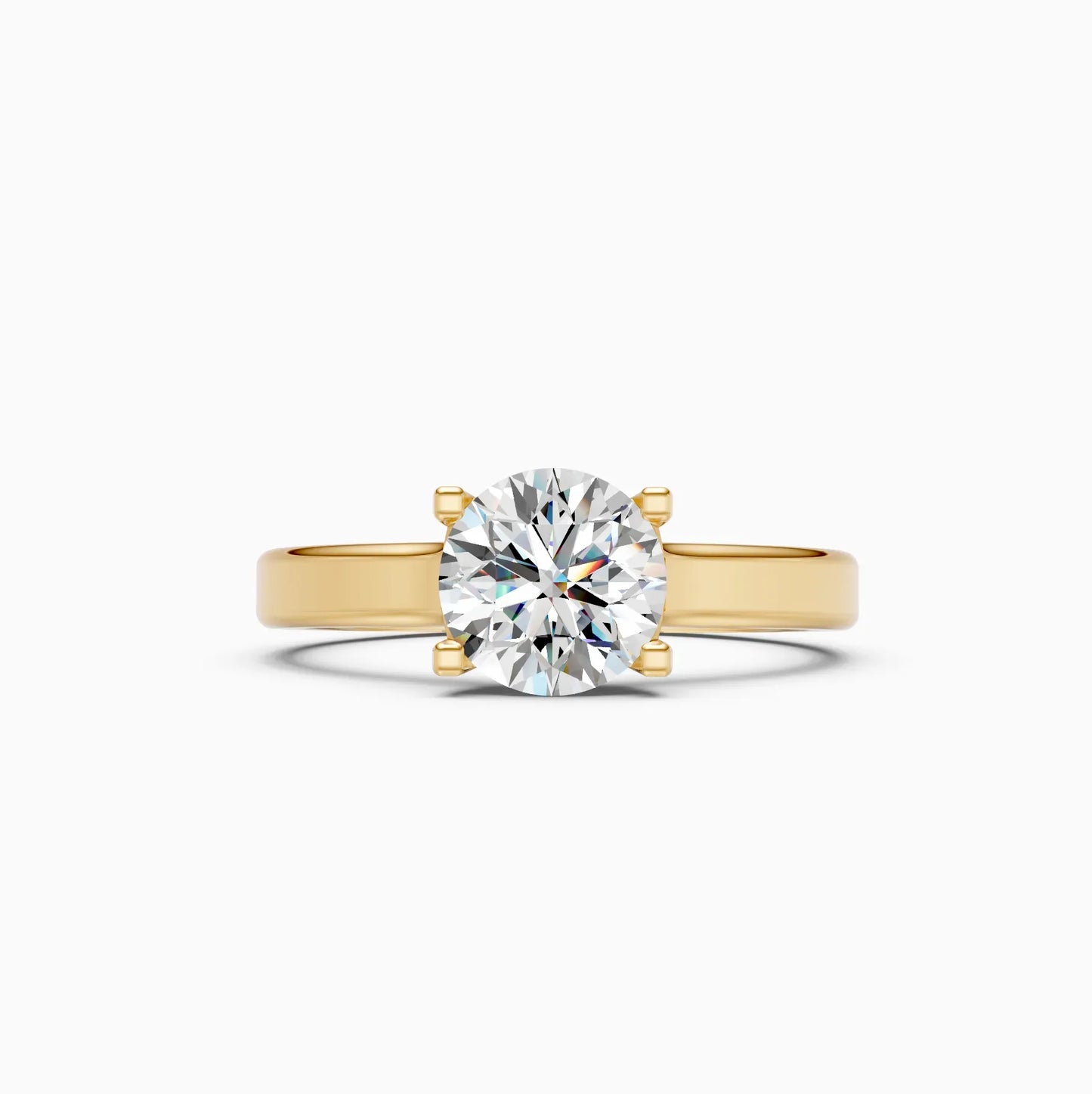 Round Four Prong lab Diamond Solitaire Ring