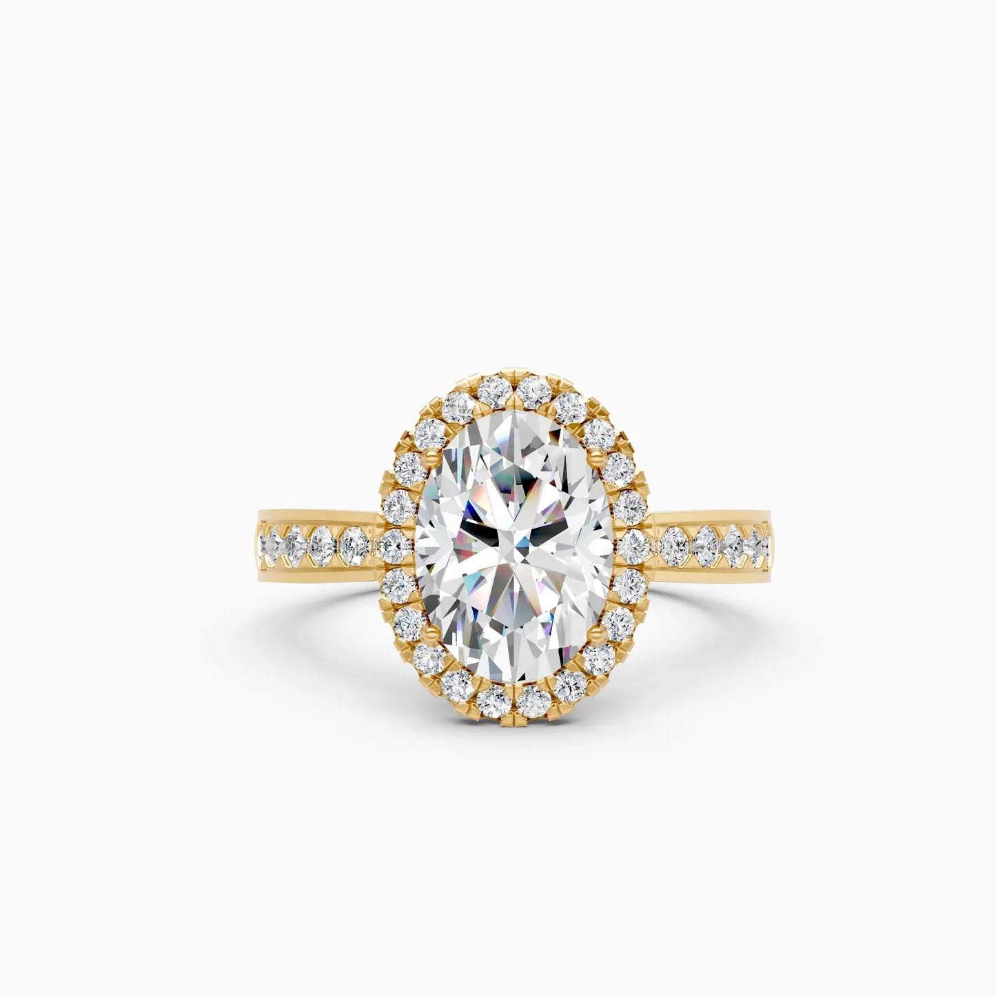 Oval Halo lab Grown Solitaire Accents Ring