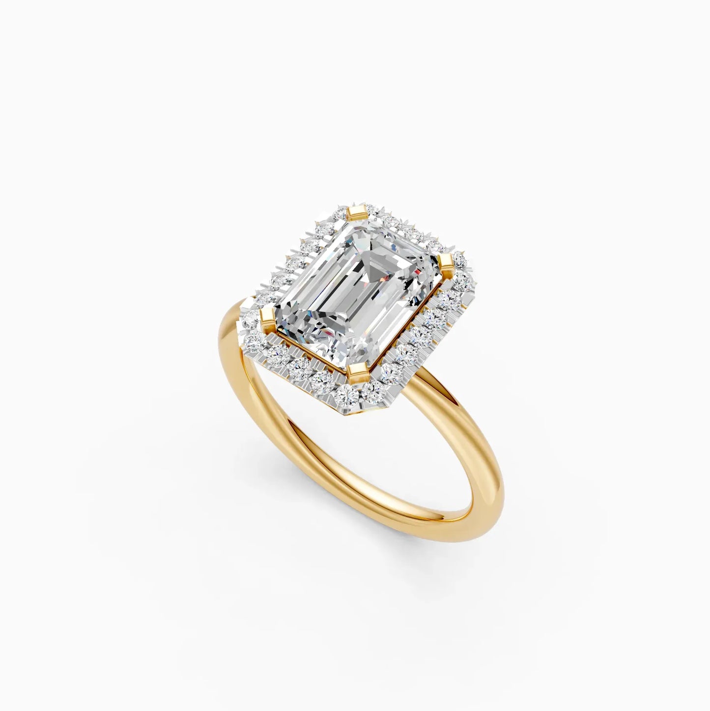 Emerald Halo Solitaire Diamond Ring