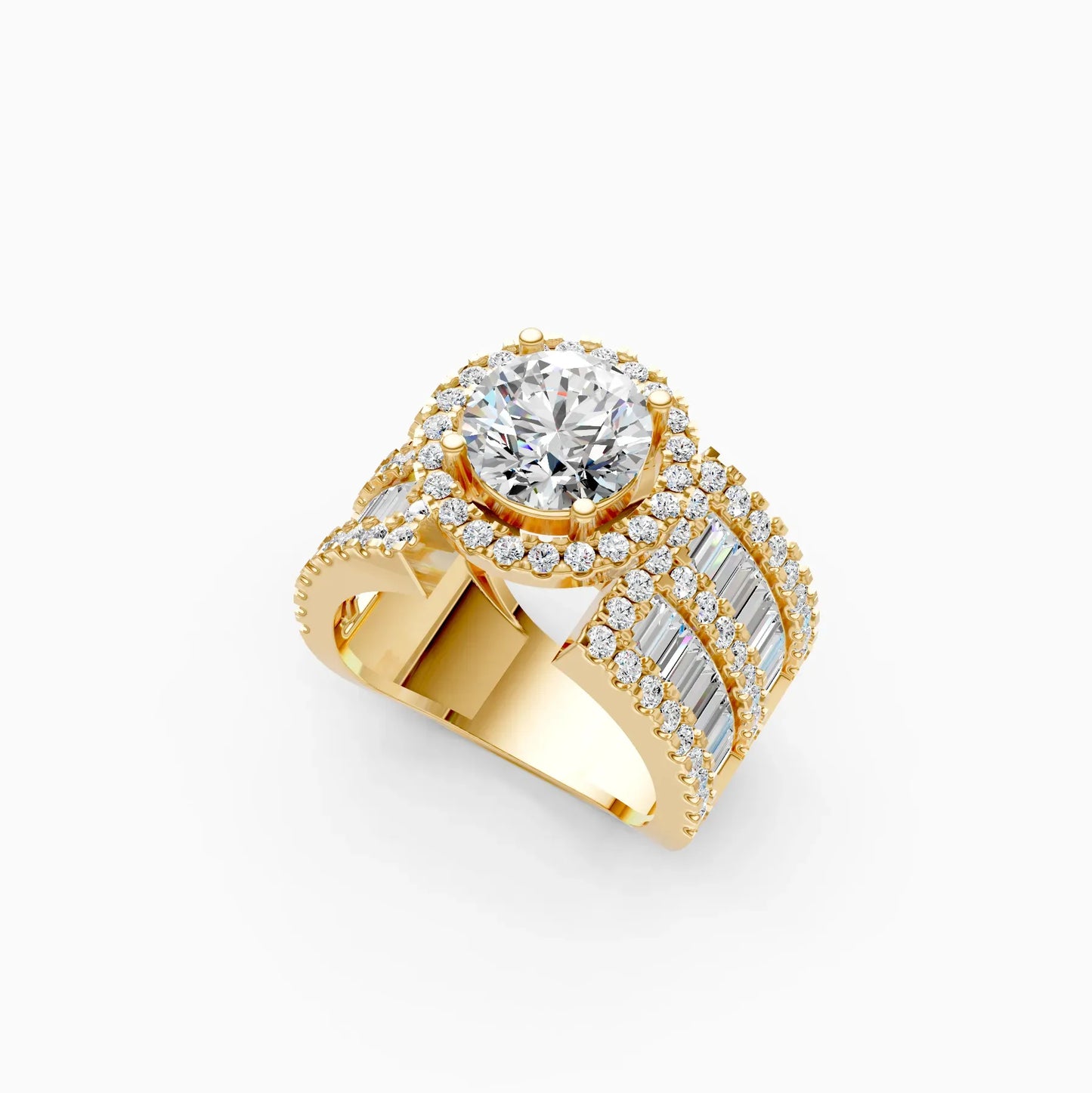 Luxury Triple Row Halo Diamond Ring