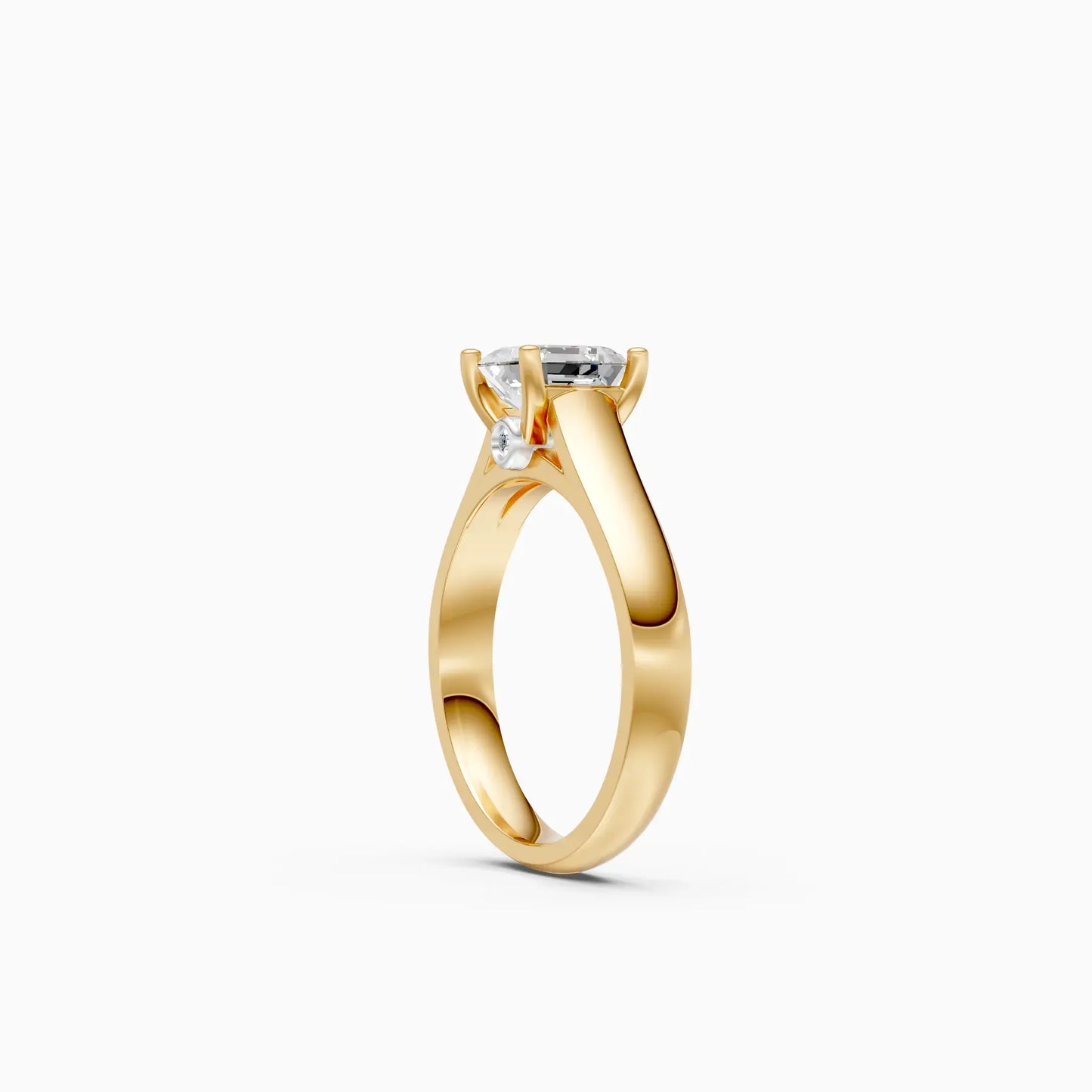Asscher cut Lab Grown diamond Solitaire Ring