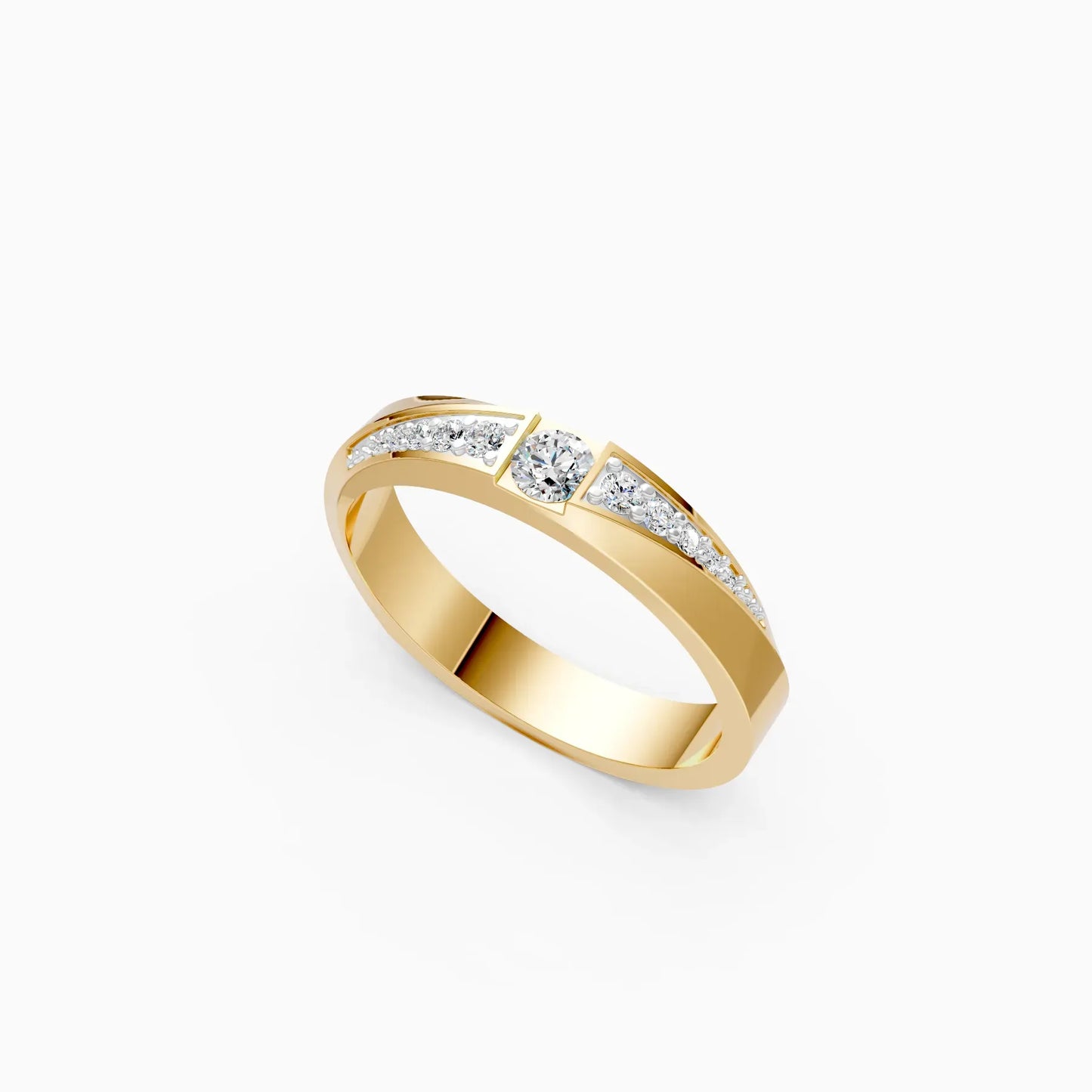 Round Side Accents Diamond Couple Ring