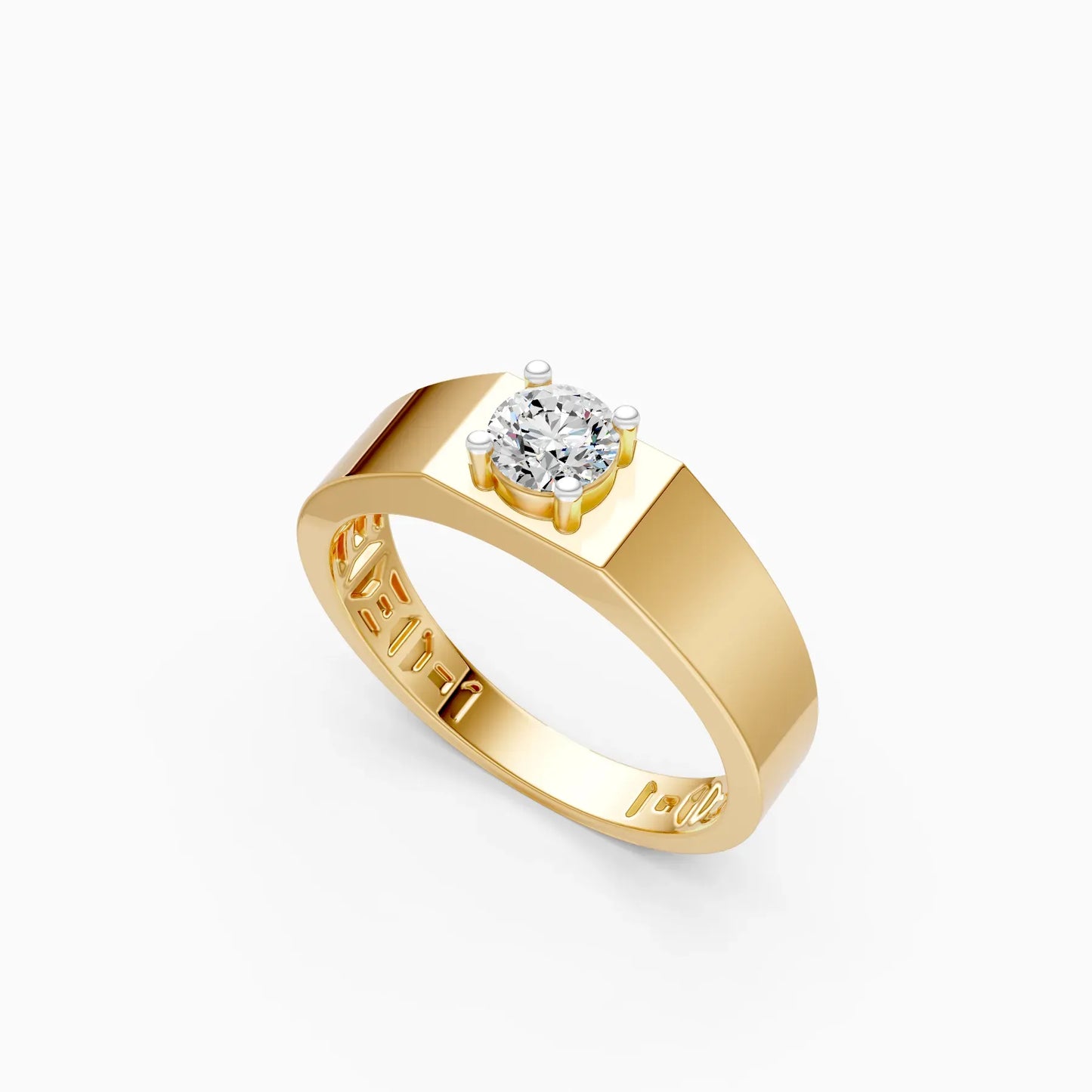 Round Lab Diamond Men's Solitaire Ring