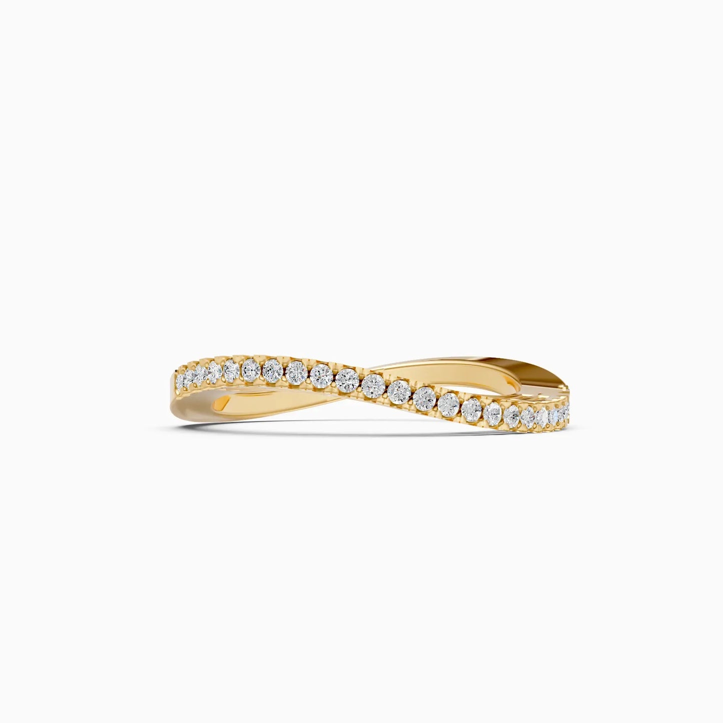 Minimalist Curve Shape Lab-Diamond Band Ring