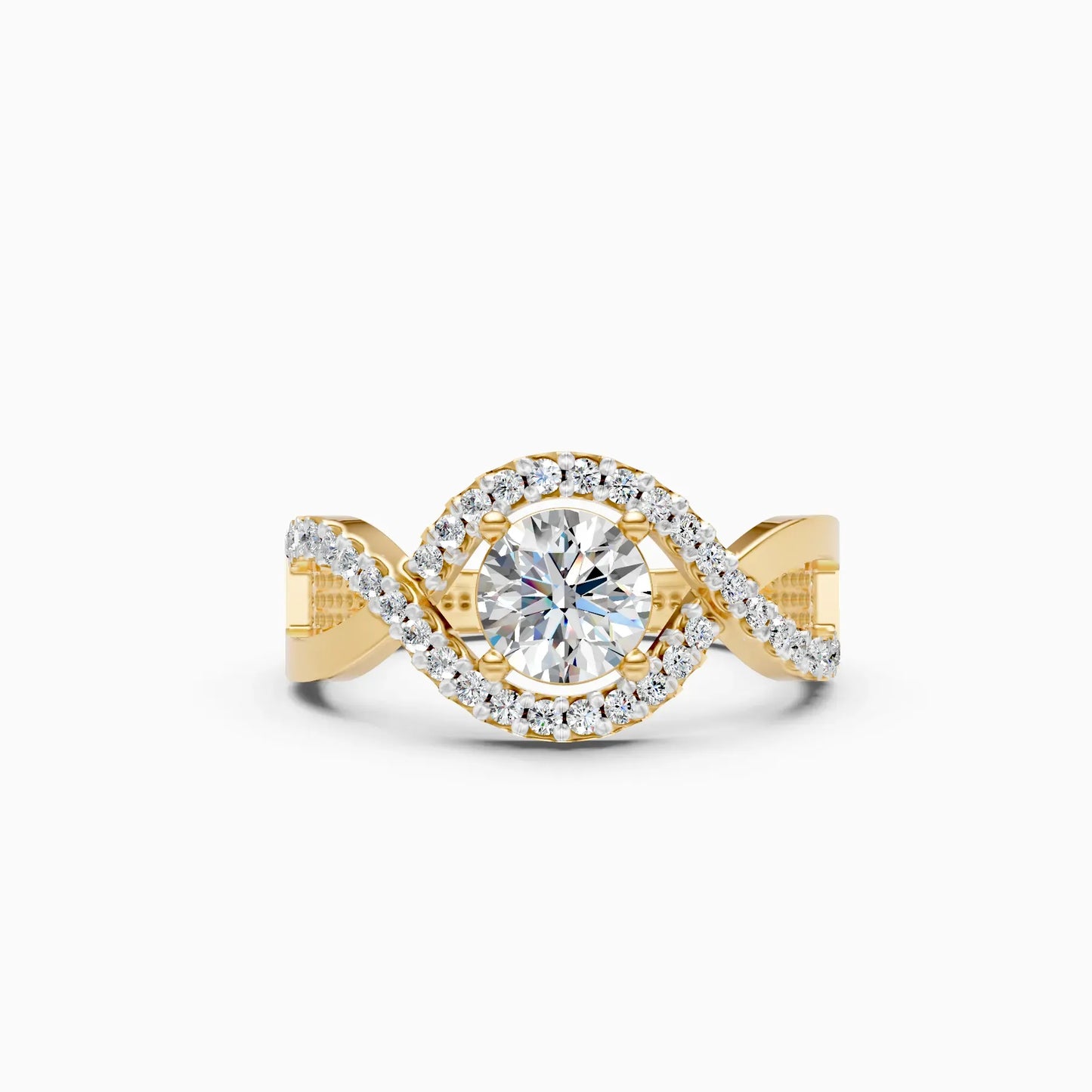 Spiral Cross Solitare Diamond Ring