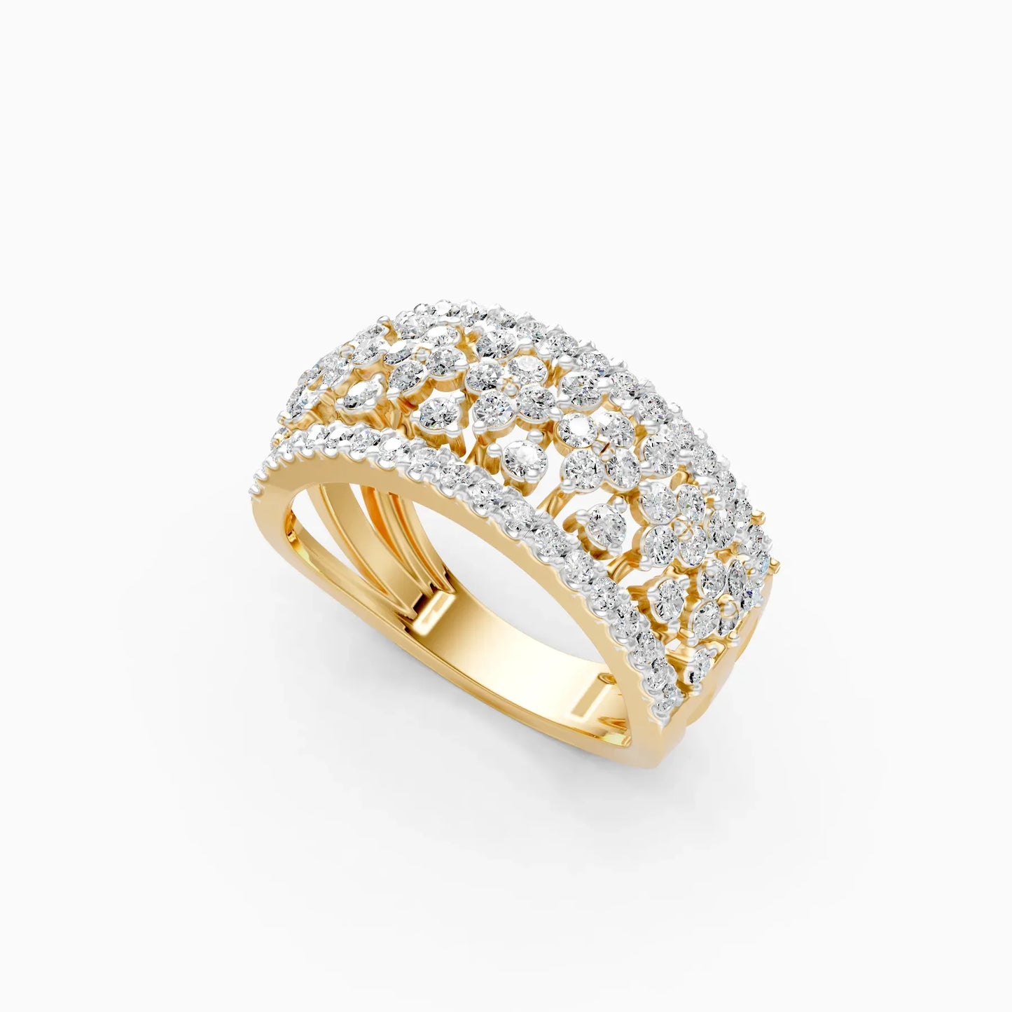 Cluster Broad Multi Diamond Ring