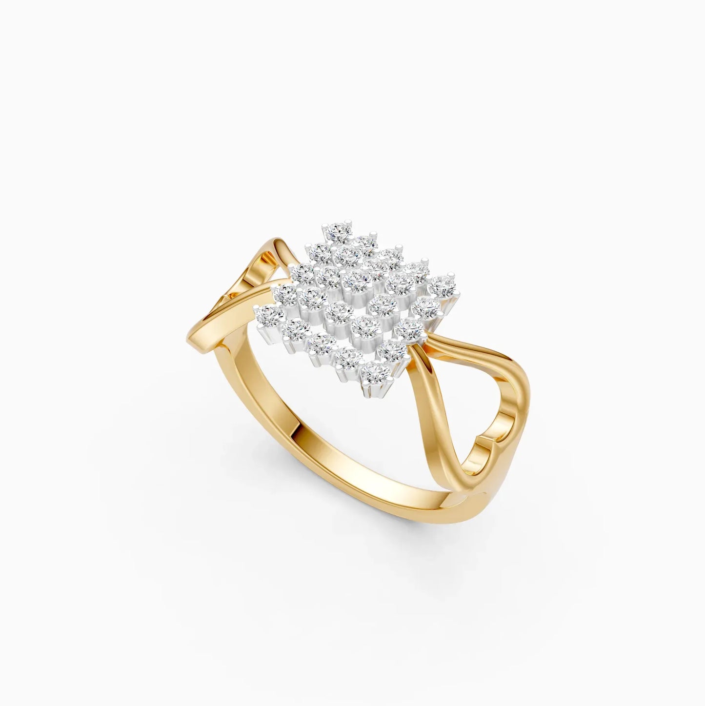 Square Shape Diamond Cluster Impressive Ring