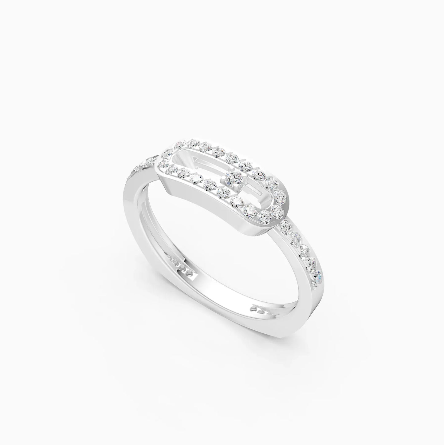 Round lab Grown Diamond Open Hexagon Ring