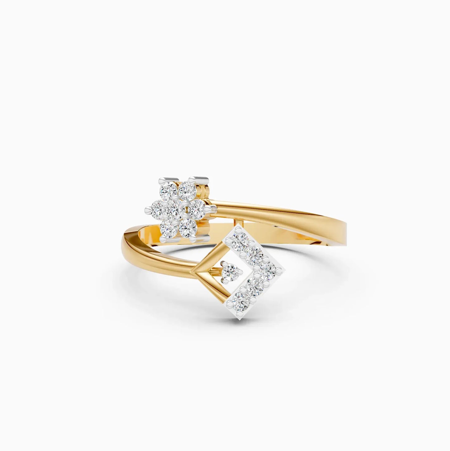 Floral Style By Pass Setting Diamond Cluster Band