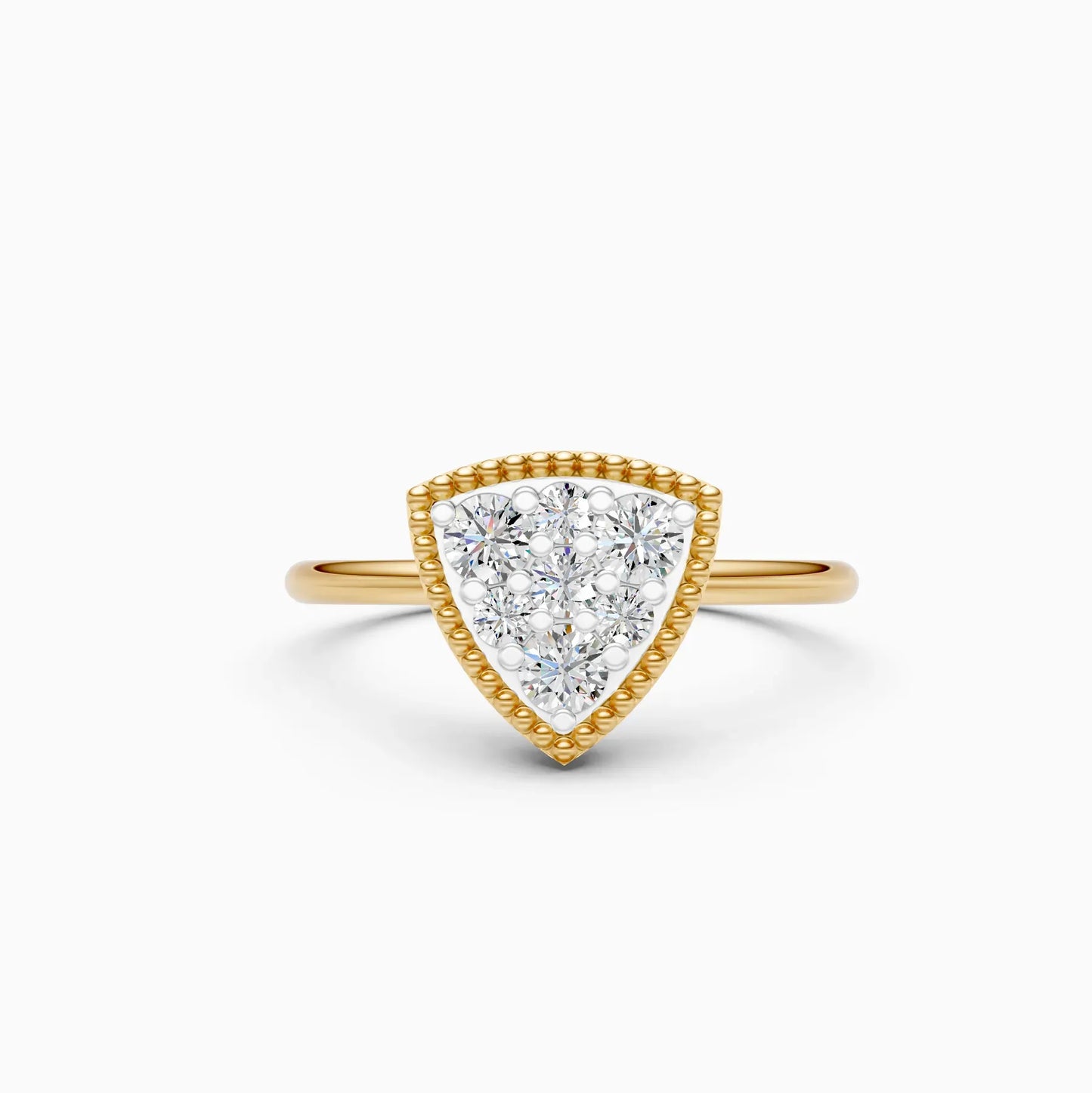 Elegant Two Tone Diamond Cluster Trillion Shape Ring