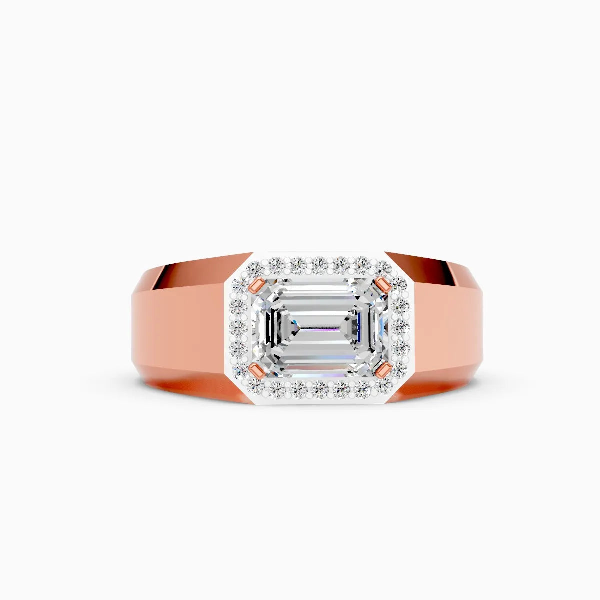 Emerald Cut Diamond Men's Ring With Side Accents