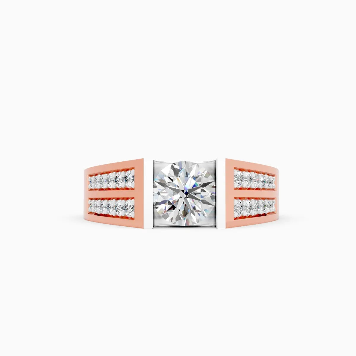 Elegant Men's Solitaire Diamond Ring With Stylistic Band