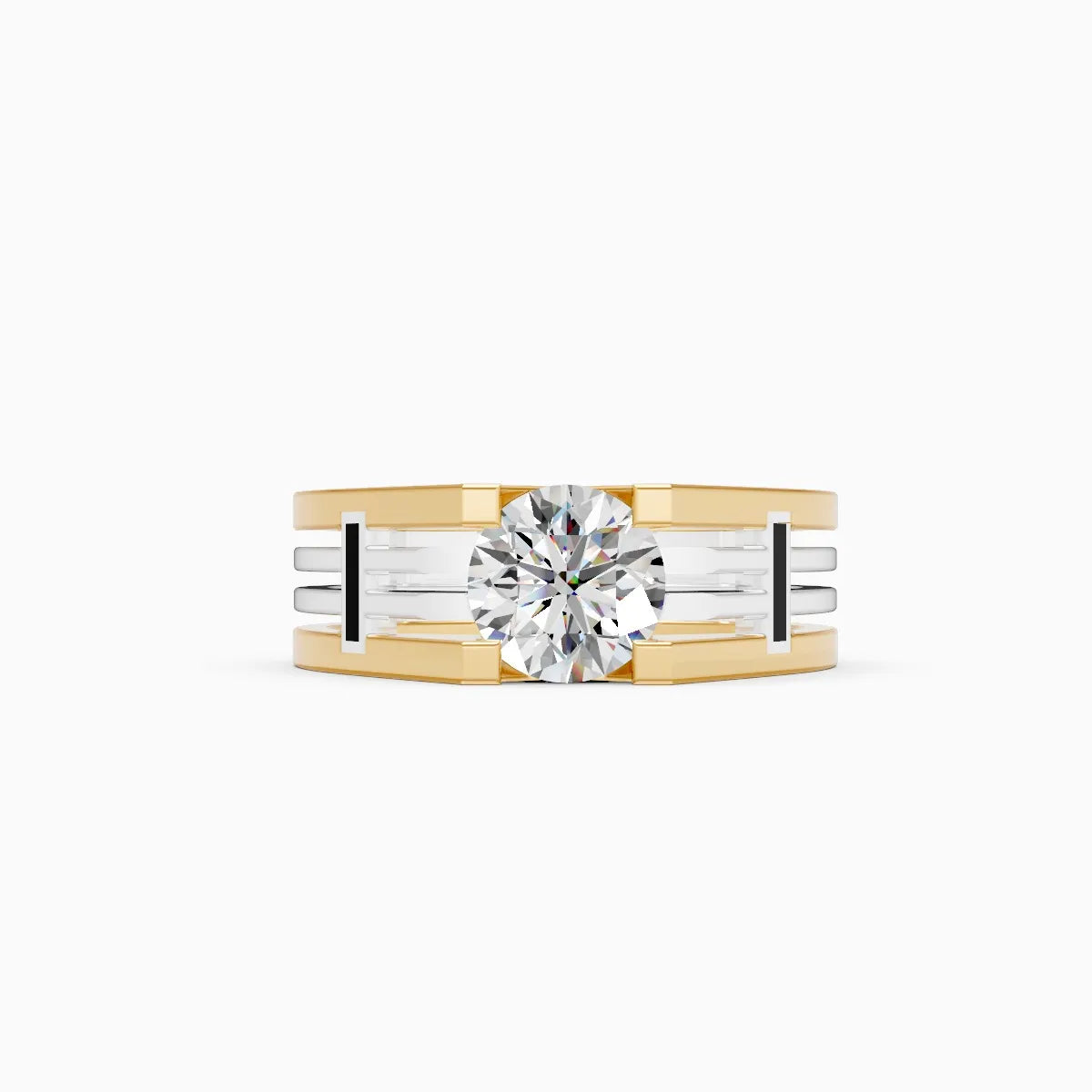 Men’s Solitaire Diamond Ring with Broad Band