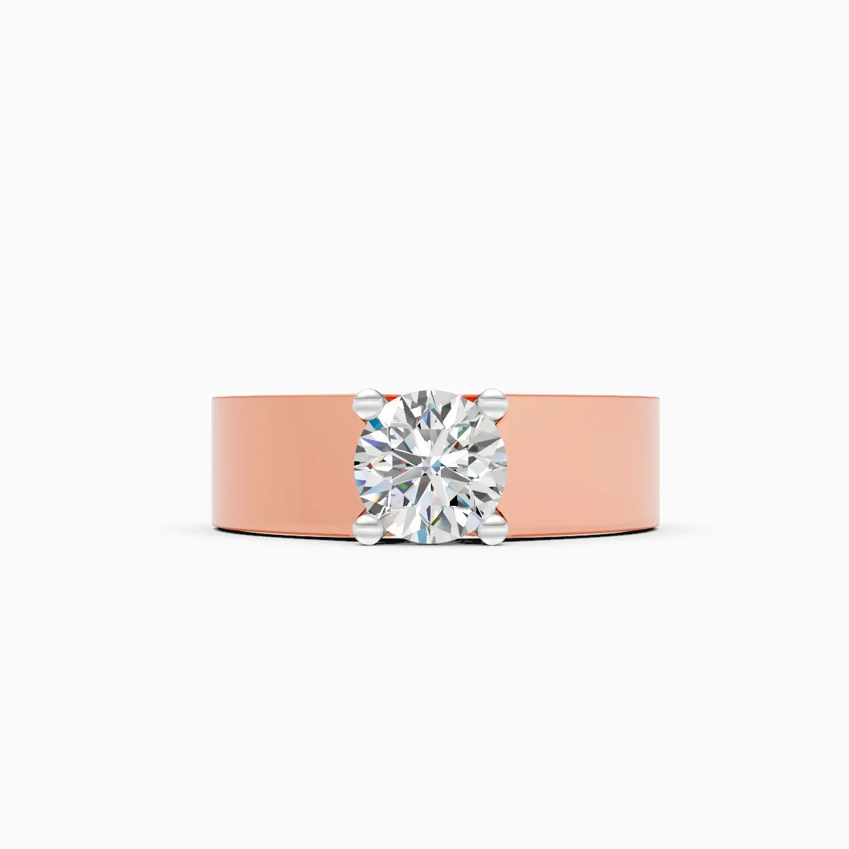 Bold Solitaire Center Stone Men’s Broad Band Ring