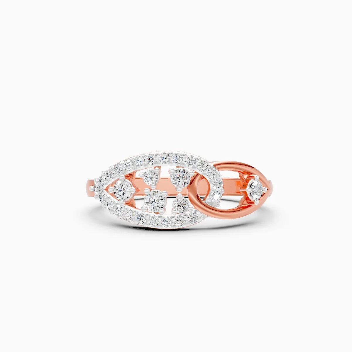 Interlink Teardrop Single Halo Engagement Ring