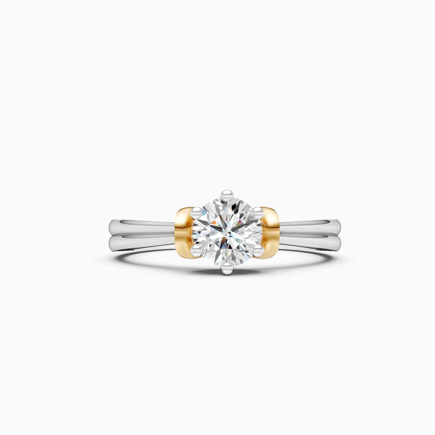 Classic Round Diamond Two Tone Ring
