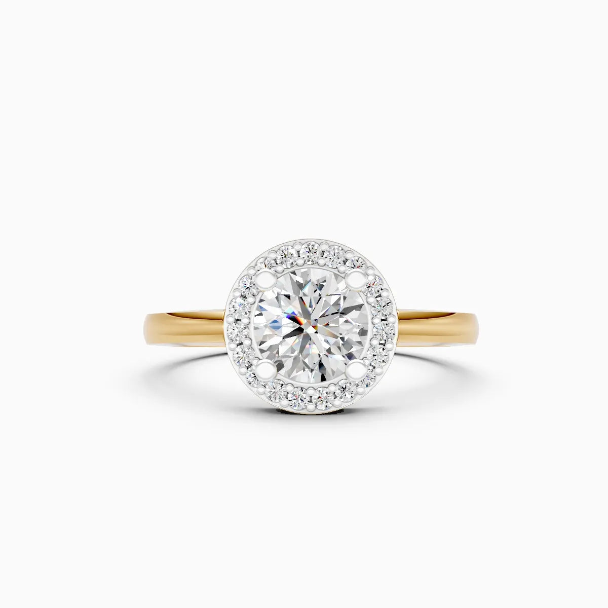 Round Halo Solitaire Engagement Ring