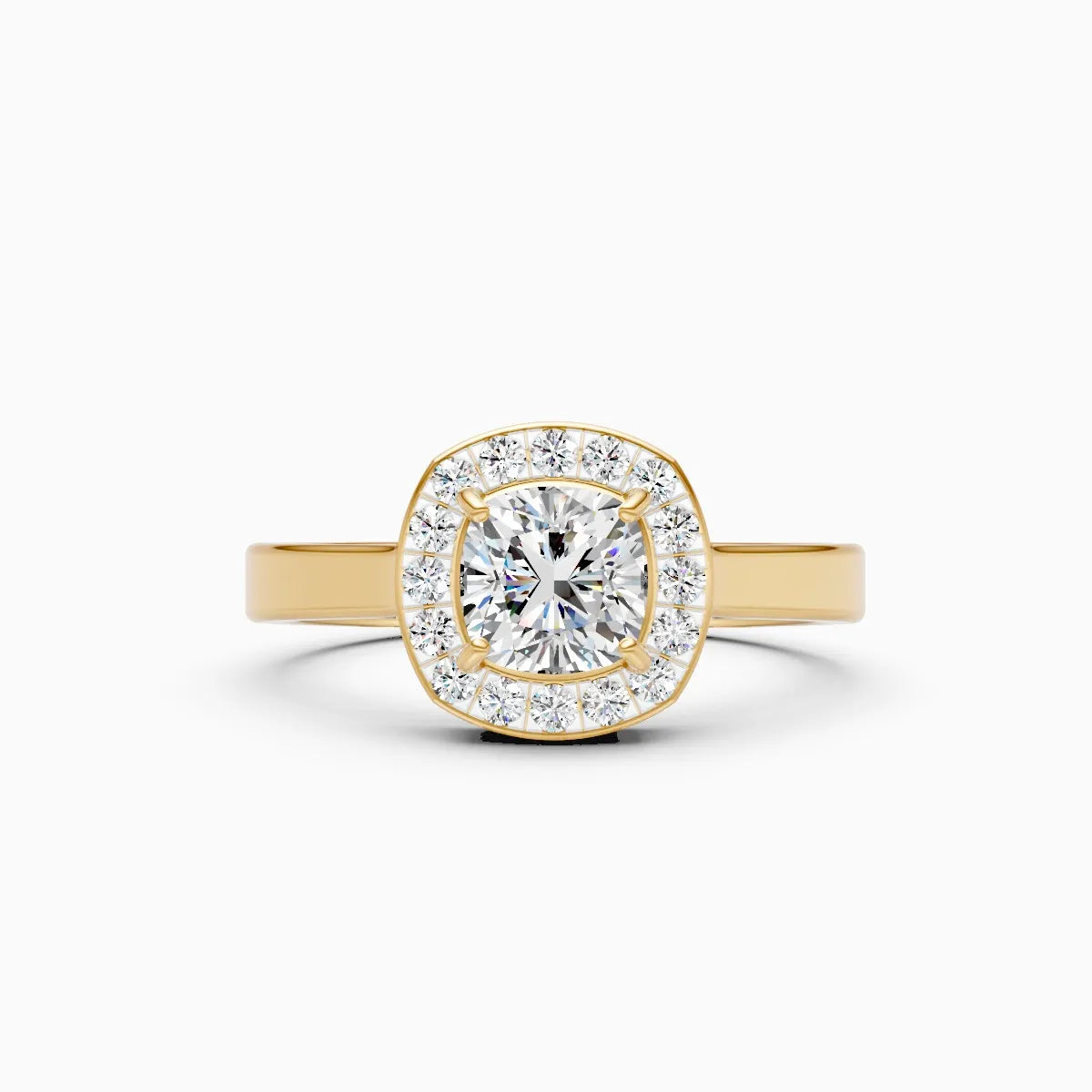 Modern Halo Cushion Shape Lab Diamond Ring