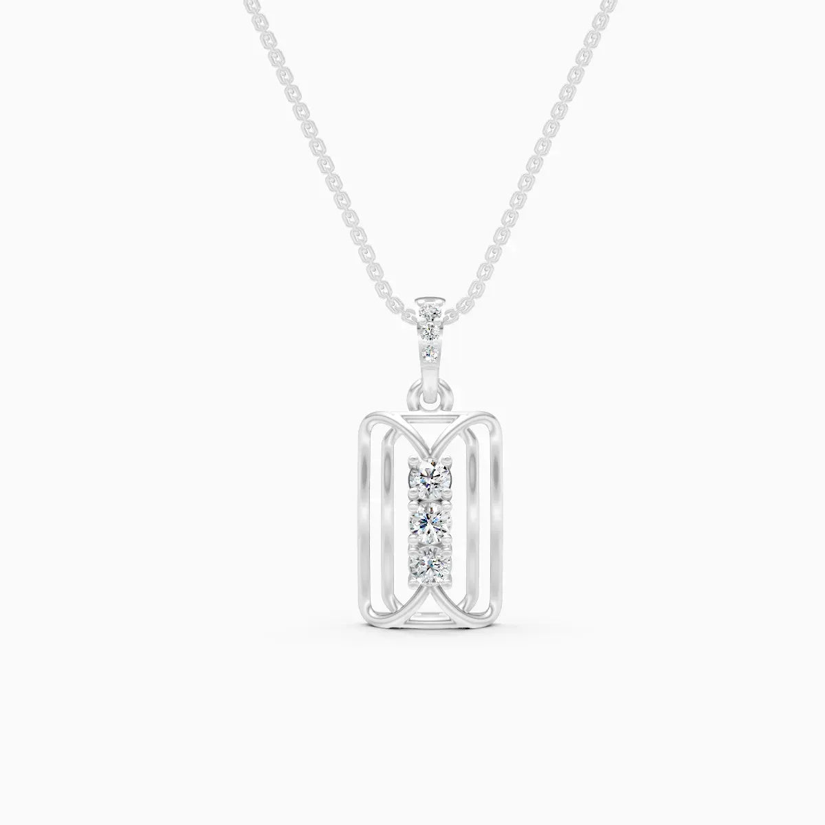 Geometric Diamond Bar Pendant