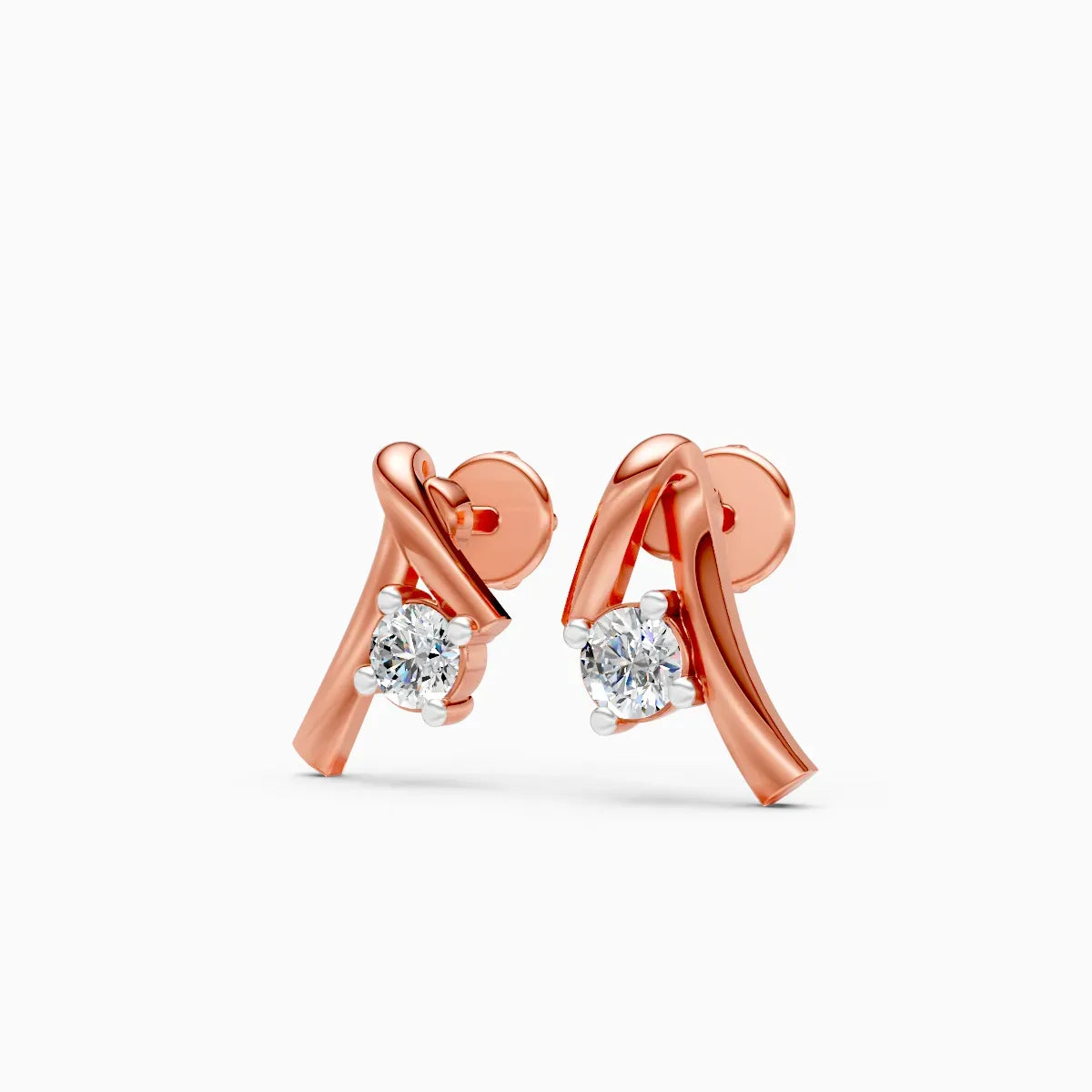 Twisted Ribbon Knot Solitaire Stud Earrings