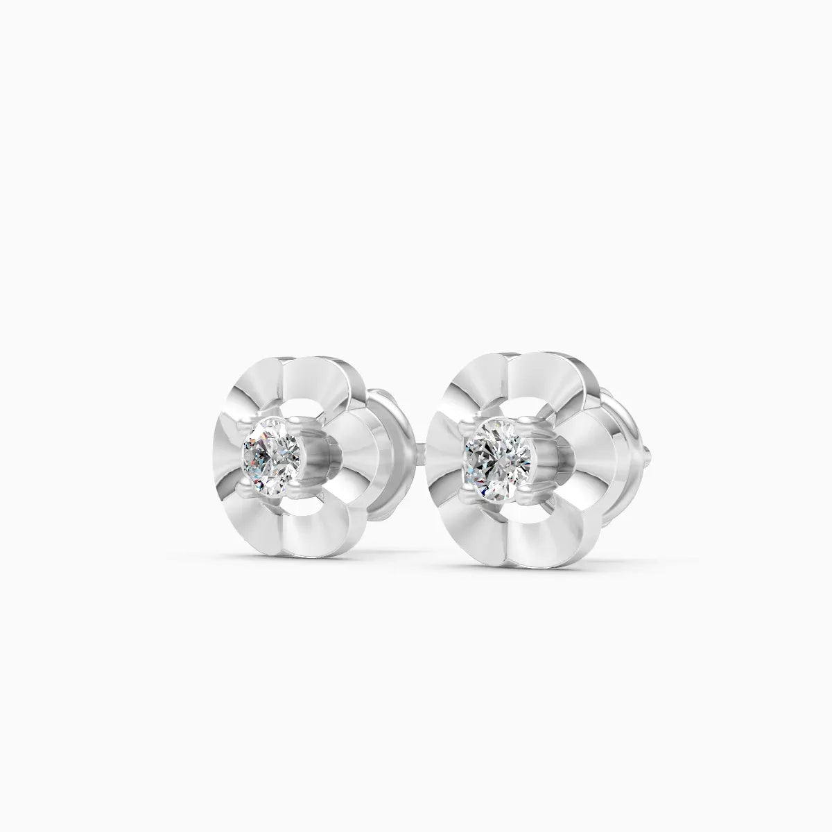 Round Floral Stud Earrings
