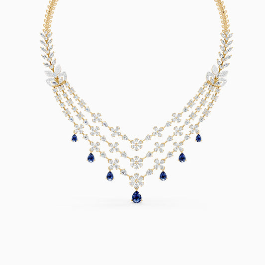 Designer Triple Layered Lab Diamond Necklace Set