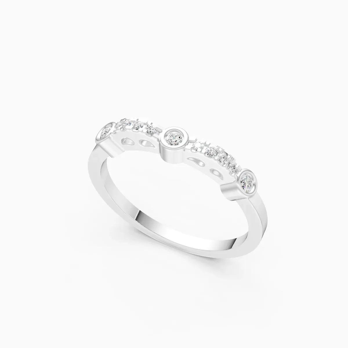 Bezel & Pave Station Diamond Ring